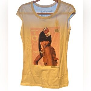 Fiorucci Cream Tee with Black Naomi Campbell Print